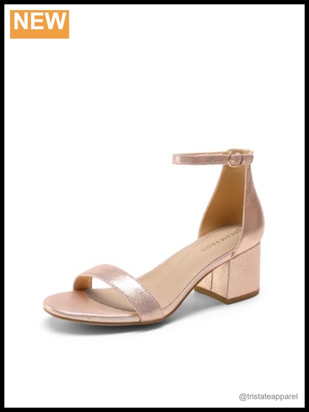 Women's Low Block Heel Sandals Ankle Strap Almond Toe Cushioned Buckle